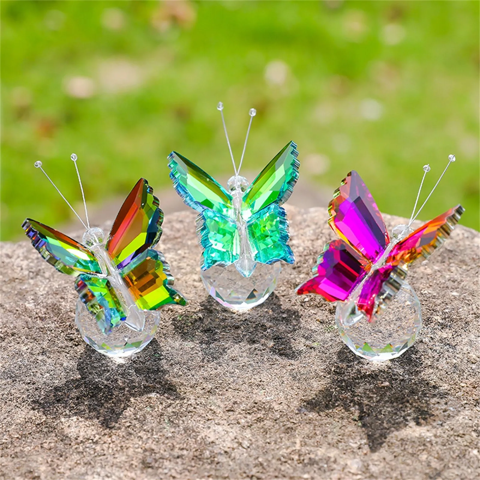 Artesanías de cristal, adornos de mariposa tridimensionales, recuerdos, pequeños regalos, decoración creativa de mesa para mostrador del hogar