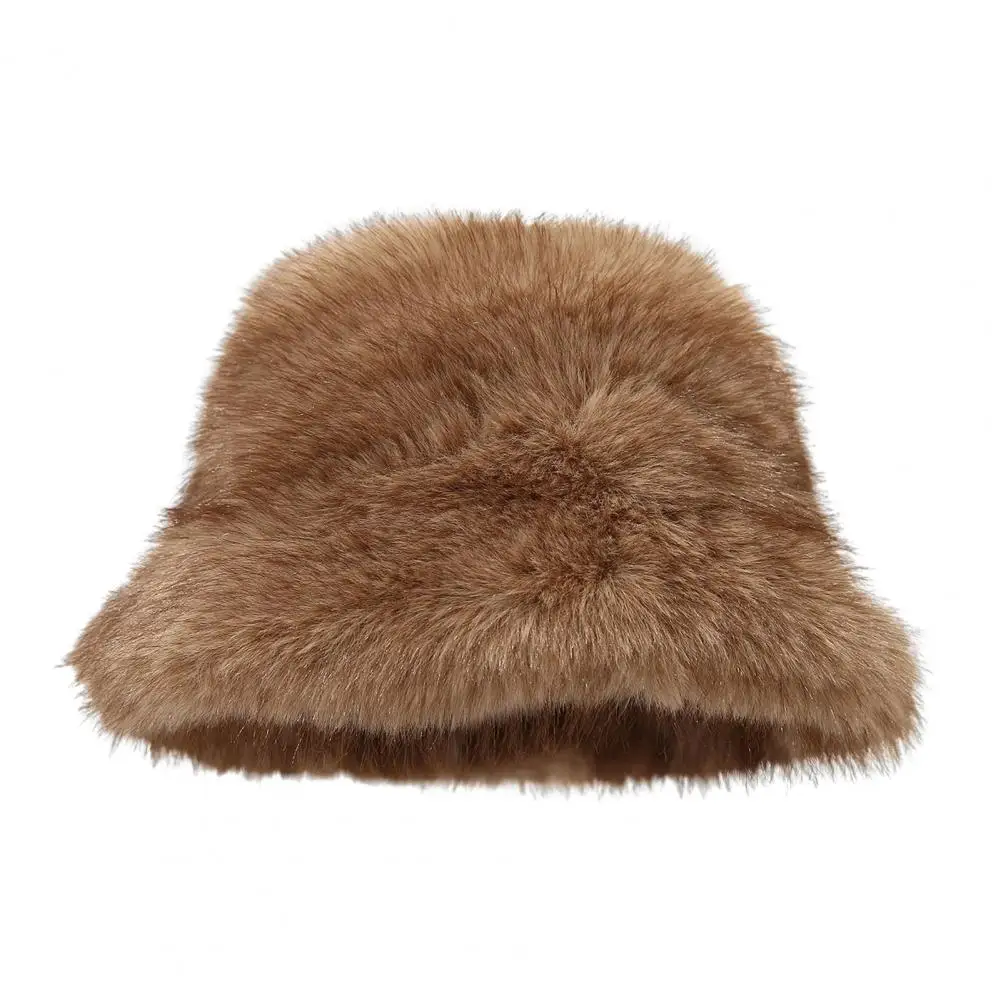 Warm Lightweight Hat Winter Basin Hat Thickened Plush Bucket Hat Windproof Outdoor Fisherman Cap for Women Soft Warm Solid Color