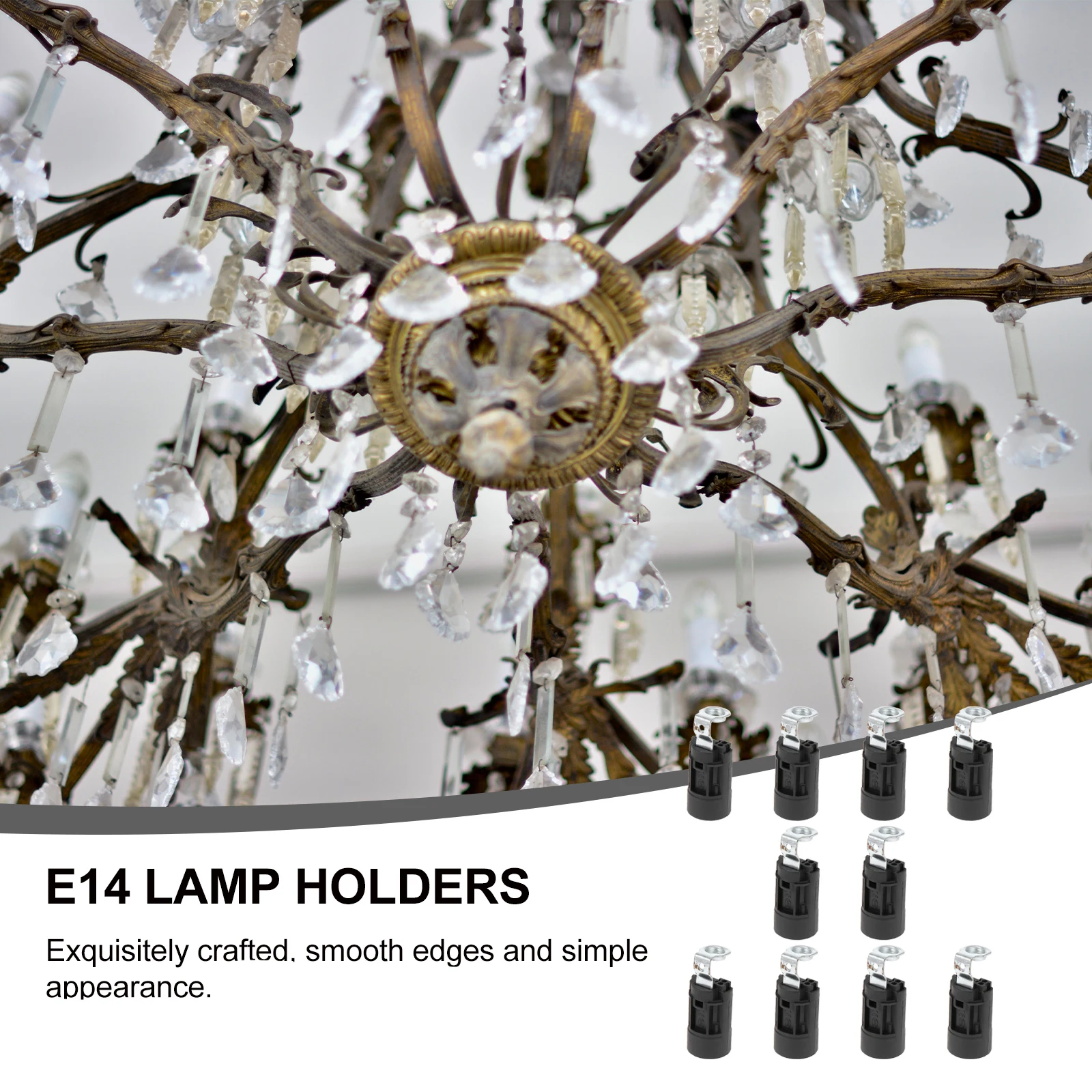 Base de luz E14, estilo portalámparas, materiales de alta calidad, fácil instalación, adecuado para varios tipos de accesorios, 10 Uds.