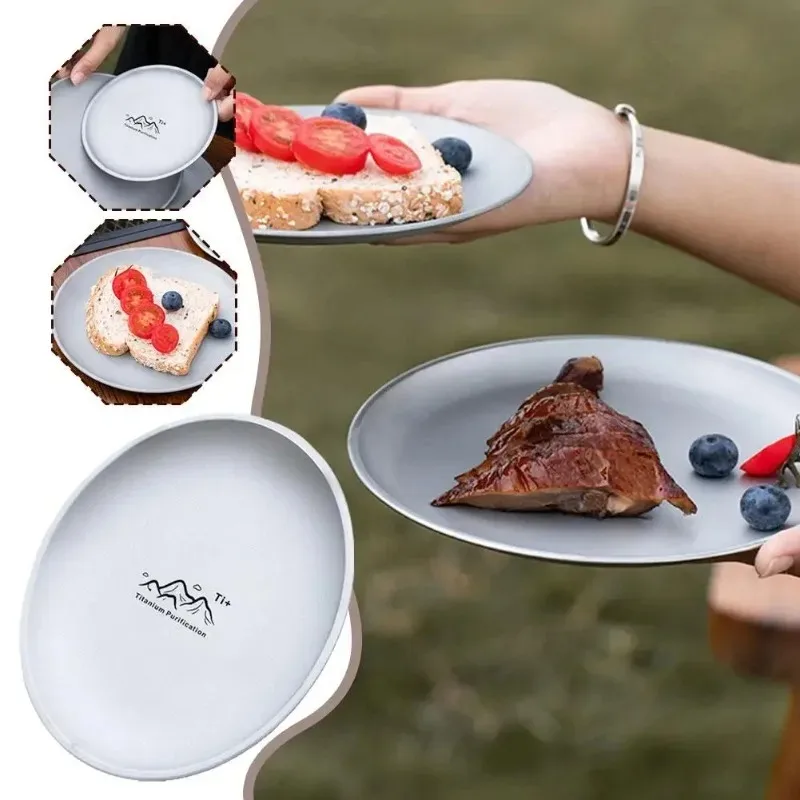 Camping Plate Camping Ultra Lightweight Titanium Stackable Outdoor Dining Tableware | For Backpacking Hiking Picnic Barbecue