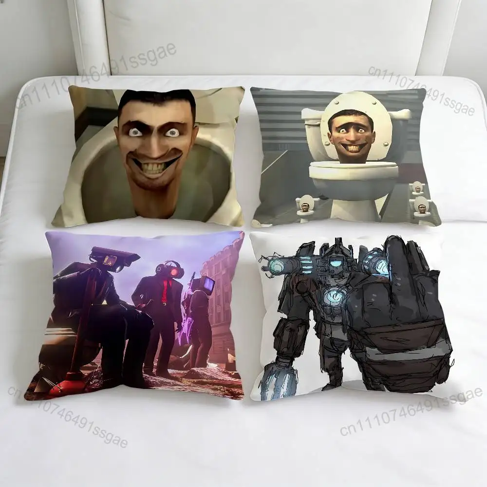 

Funny S-Skibidi T-Toilet Decorative Square Pillow Cover Soft & Comfortable Pillow Case Sofa Bed Home Decoration