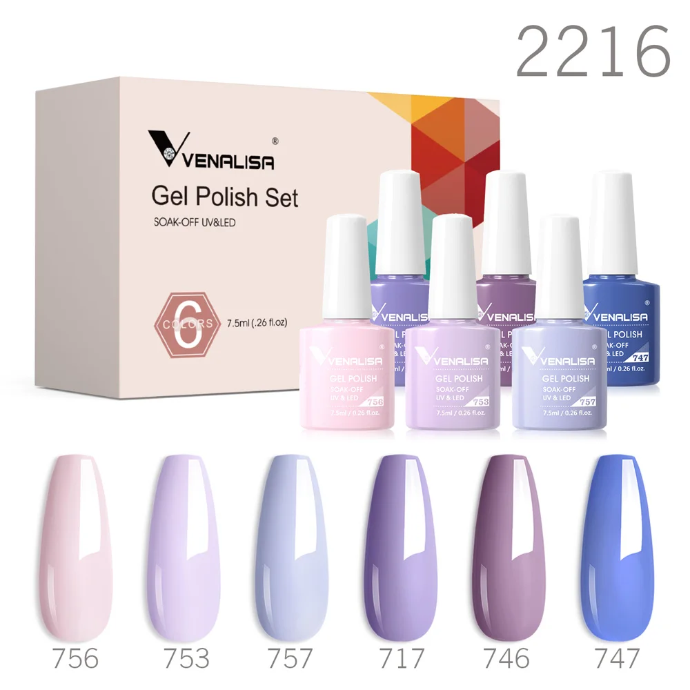 6pcs/kit VENALISA Valentijnsdagcollectie Mooie roze nagels HEMA GRATIS TPO GRATIS Losweken UV LED Semi-permanente set Gellak