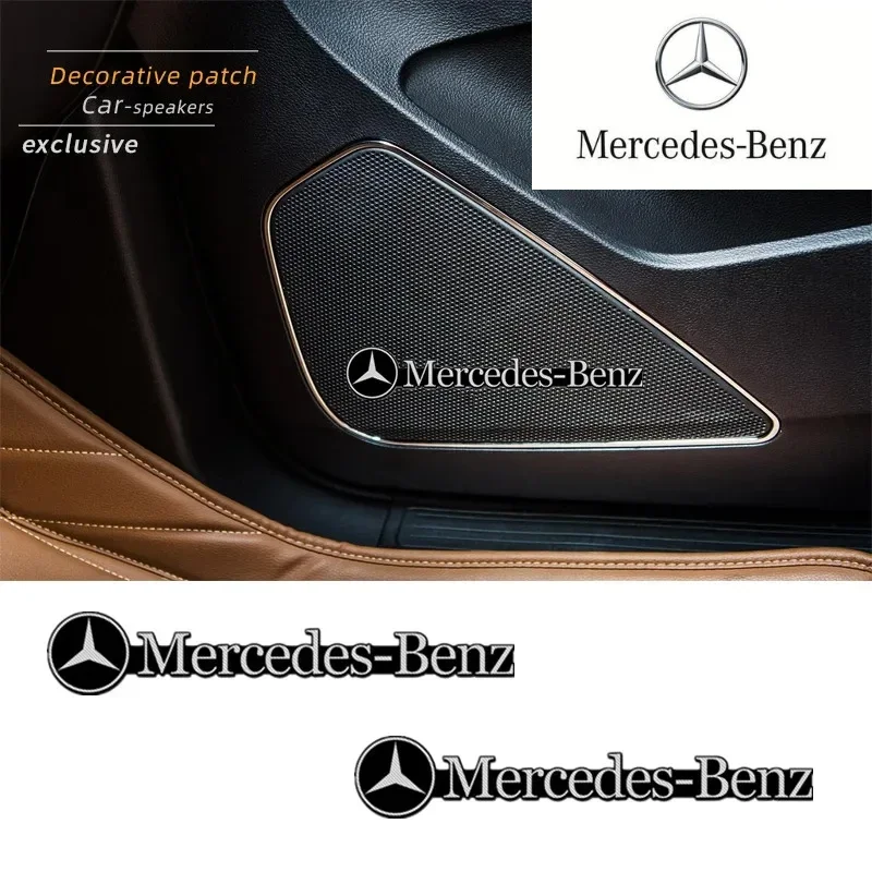 4pcs 3D aluminum speaker stereo speaker badge emblem Sticker For Mercedes Benz B/C/E/S Class A Class C200L GLC GLK CLA GLA