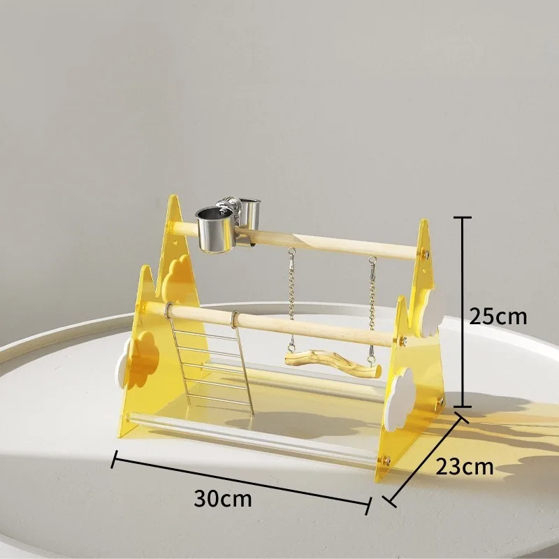 Beautiful Metal Bird Stand with Washable Tray, Stainless Steel Feeder & Waterer for Small Birds