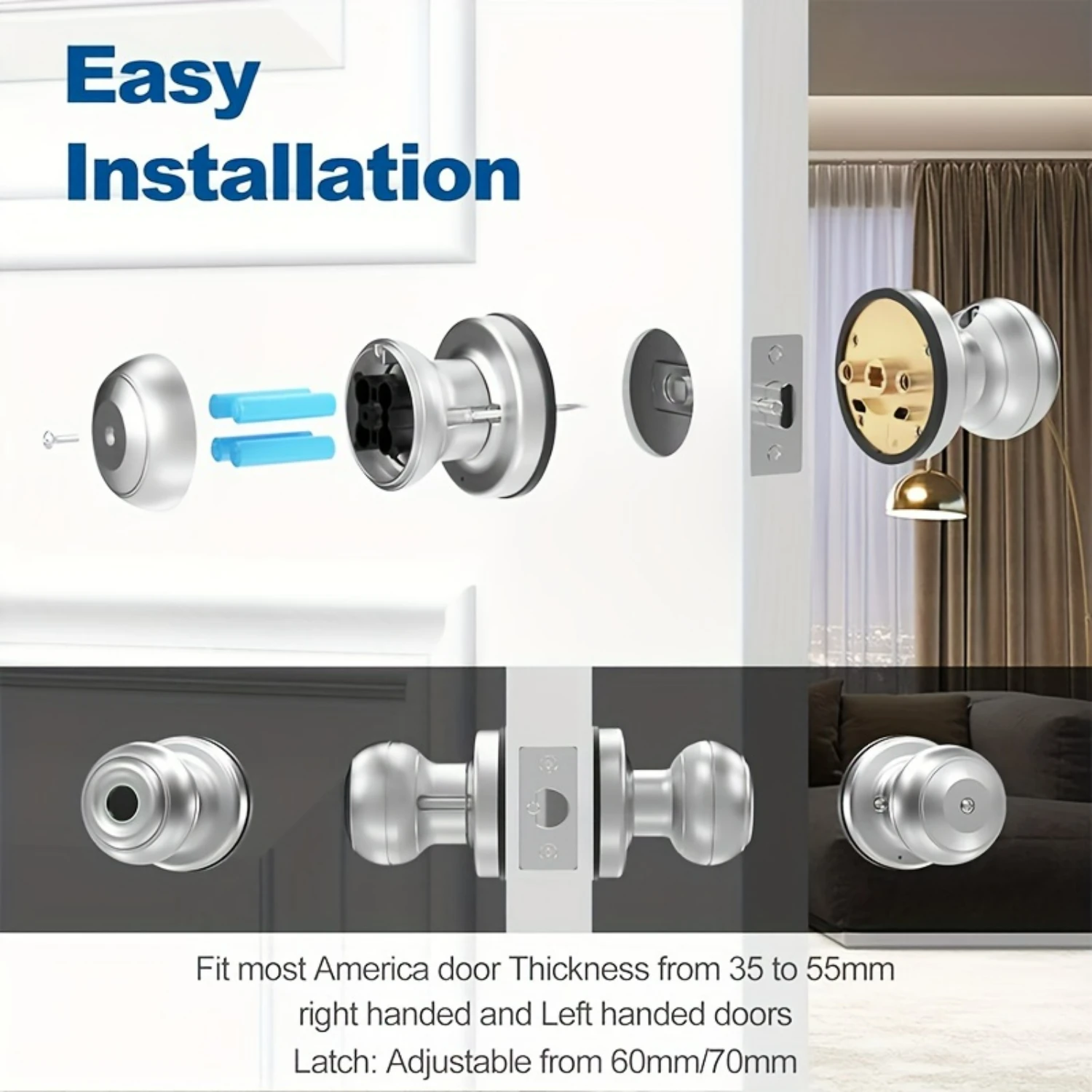 Enhanced Security and Convenience Smart App-Controlled Door Knob - CS01Y, Battery Not Included