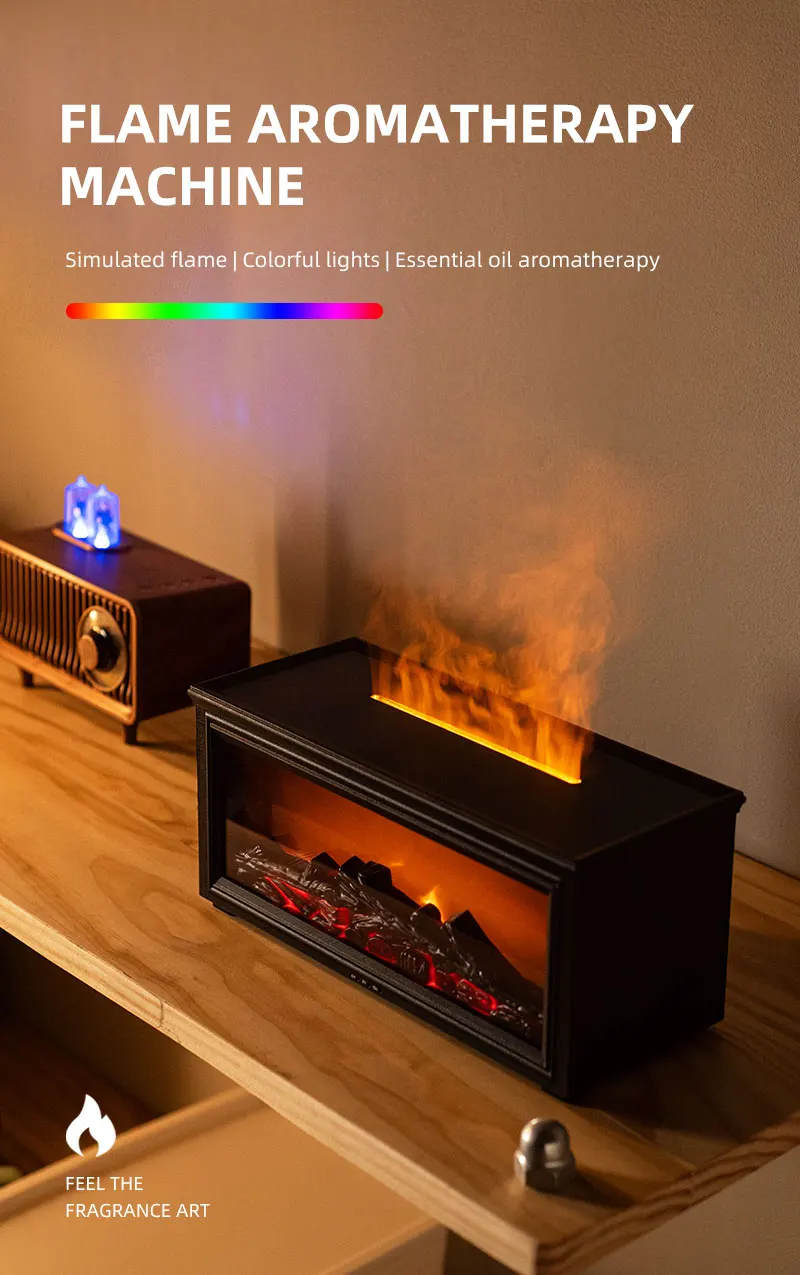 7 Colors of Essential Oil Fireplace Diffuser Mini Flame Aromatherapy Fireplace Humidifier Aromatherapy Oil Diffuser