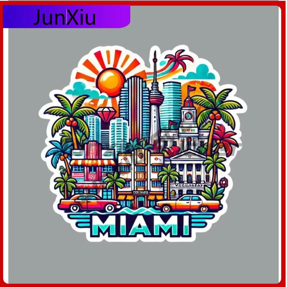 

Miami Florida Fridge Or Laptop Sticker Exterior Accessories Decorative Decals Suv Accessories Personalized Picture Car Stickers