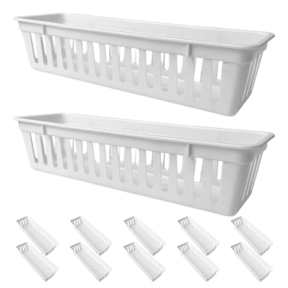 12 قطعة سلال تنظيم بلاستيكية صينية تخزين سطح المكتب لأقلام الرصاص وأقلام التلوين ومنظم مكتب الطالب واللوازم المكتبية المدرسية