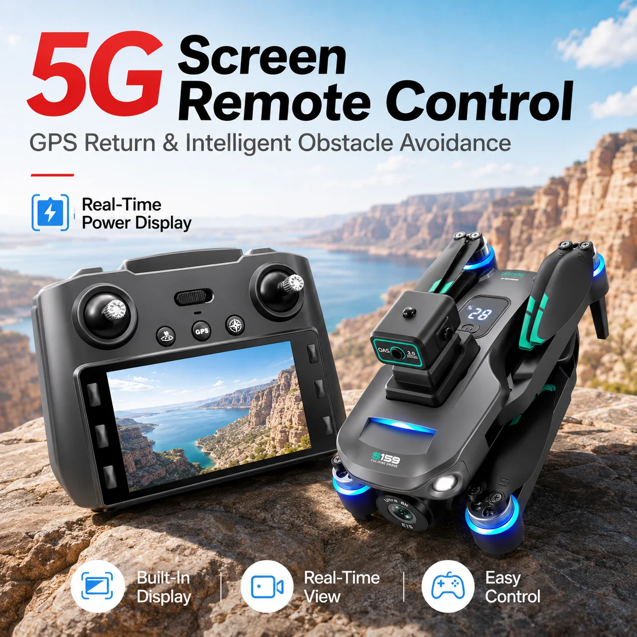 ZNLYRION S159 Brushless GPS Drone with 8K Camera  5G FPV Optical Flow Hover and 20Mins Flight Time