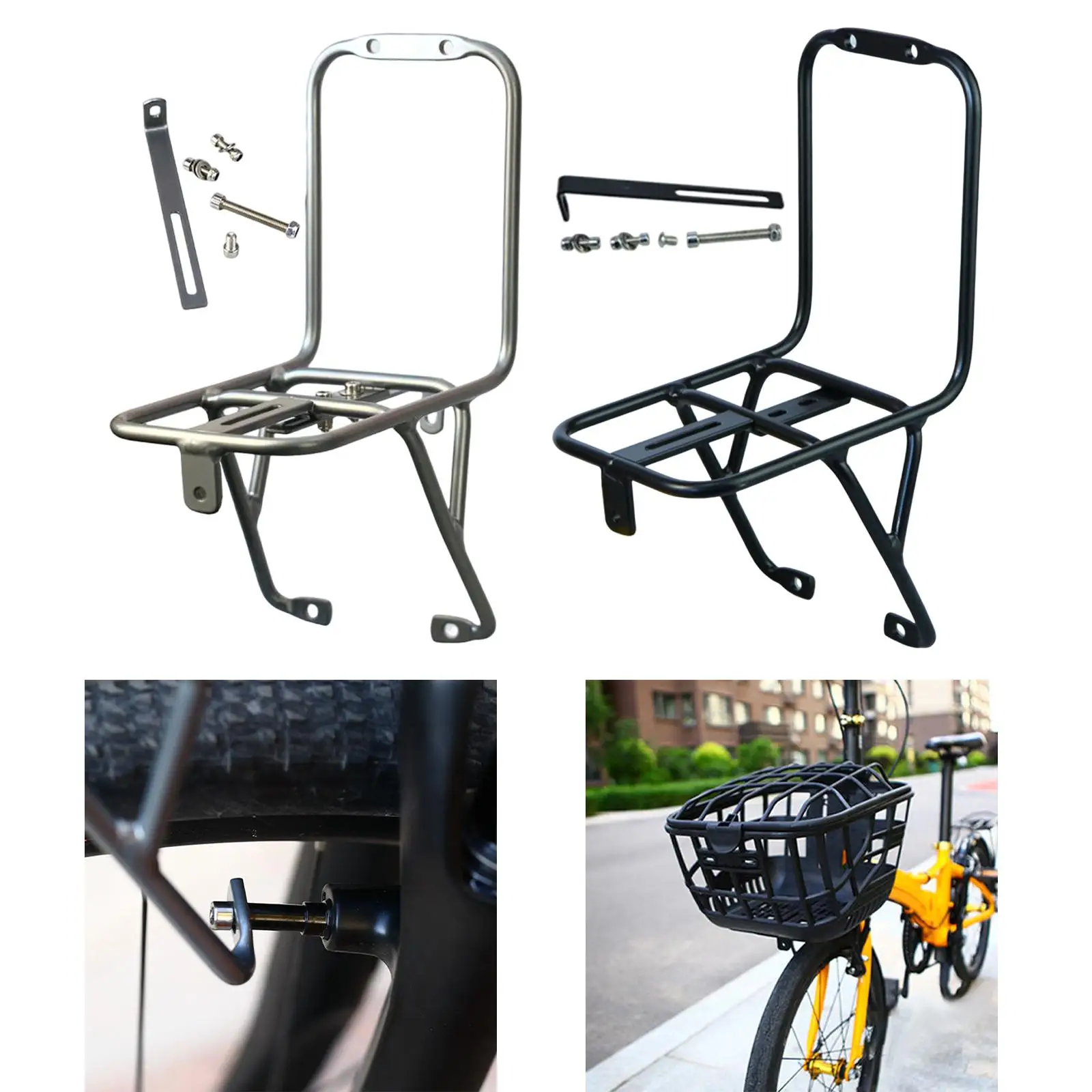 Einfach zu Installierender Fahrrad-Vorderradträger Premium Aluminium Gepäckträger mit Hoher Tragfähigkeit für V-Bremsen-Fahrräder
