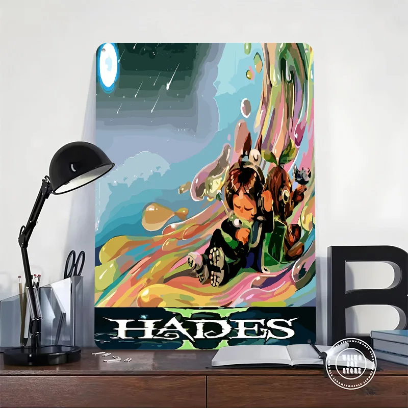 Hades Game Fanart Poster Customized Vintage Metal Signs Wall Art Retro Tin Plaque for Mancave Bedroom Decoration Gaming Interior