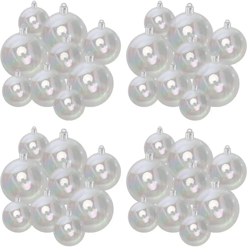 ABUG-Iridescent Clear Ornament Balls-Multisize(4/5/6CM), 36 PCS Bulk Plastic For Halloween Decorations