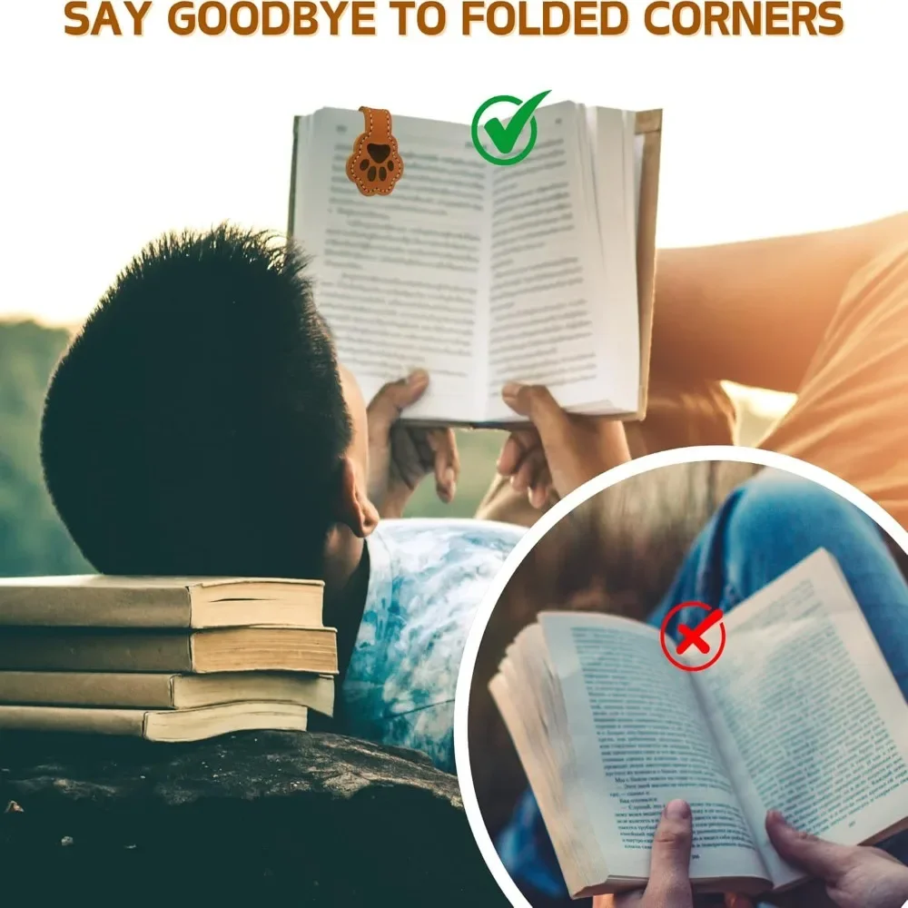 Magnetic Bookmark Retro Style Cute Cat Magnetic Bookmarks Set for Book Lovers Handmade PU Faux Leather Page Clips for Students