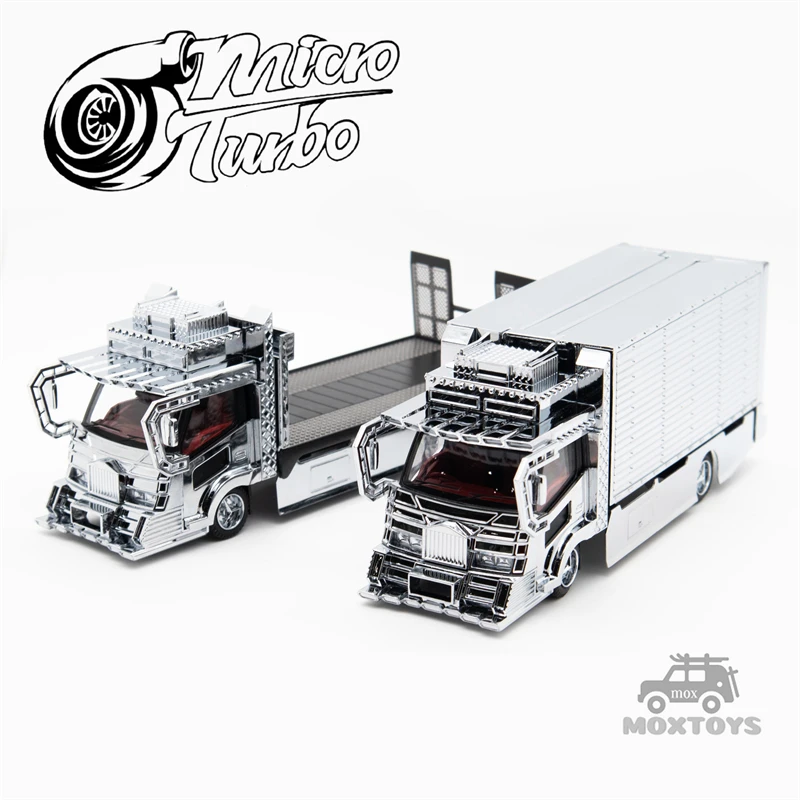 

Micro Turbo 1:64 Dekotora Wing Custom / Flatbed Tow Truck electrosilvering limited999 Diecast Model Car