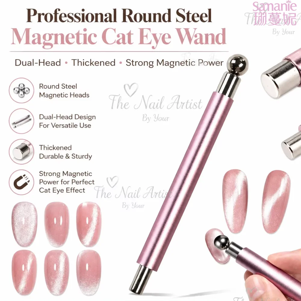 1Pcs Round Steel Magnetic Ball Double-Headed Thickened Cat-Eye Magnetic Stick Cylindrical French Magnet Pen Cat Eye Magnet Tool