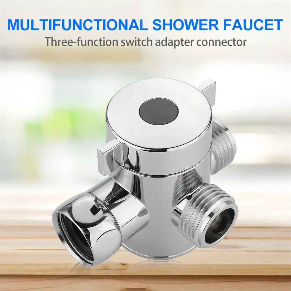 

1/2 Inch Bathroom Arm Mounted Adjustable Diverter Valve Shower Head Shunt 3-Way Connector T-adapter
