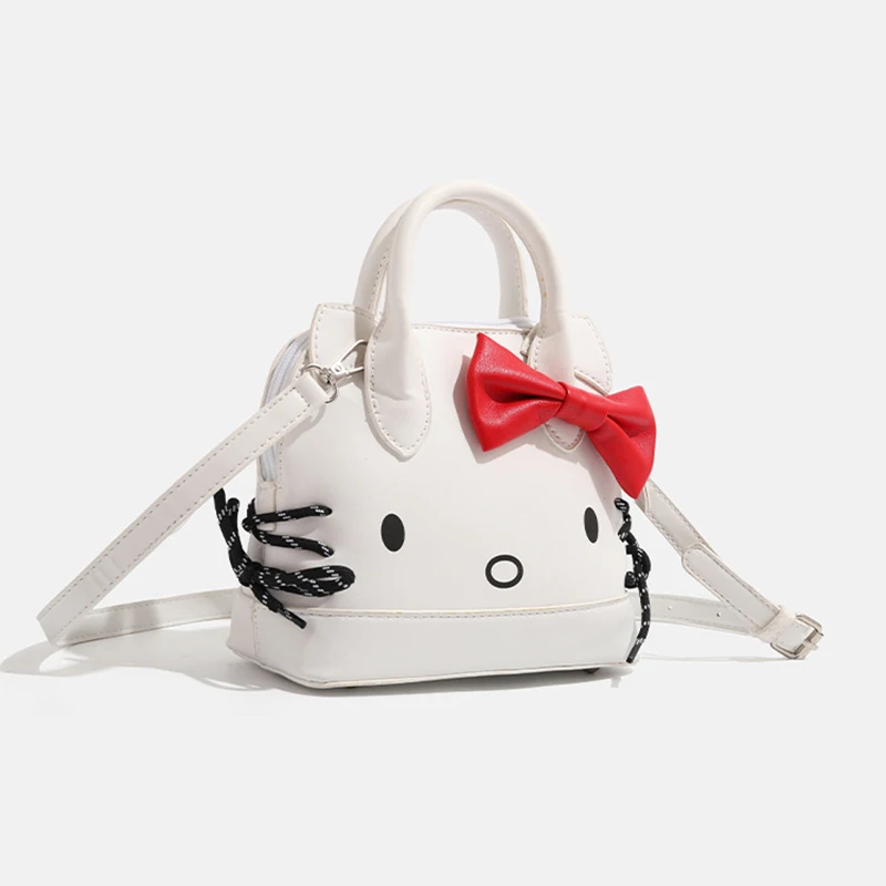 Kawaii Sanrio Hello Kitty PU omuz çantaları sevimli karikatür Crossbody çanta Y2K moda basit Tote doğum günü hediye kızlar kadınlar