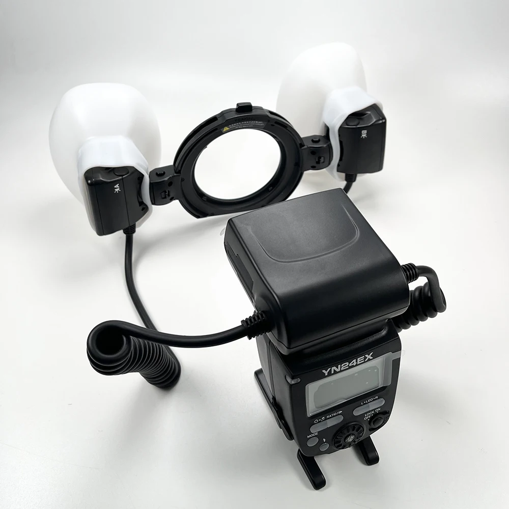 2pcs Softbox Dual Head Flash Lamp Diffuser Soft Light Hood for Nikon R1C1 Yongnuo YN24EX Godox MF12 Dentistry Camera Accessories view 6