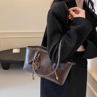 Y2K Trend Large Capacity Work Shoulder Bag Solid Color Simple Lady Handbags PU Leather Tote Bag Women Female