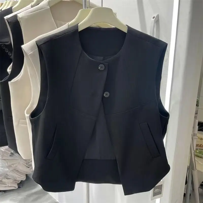 Chaleco de traje sin mangas para mujer, Chaqueta corta de capa exterior, camisola de moda, nuevo diseño, Otoño, 2024