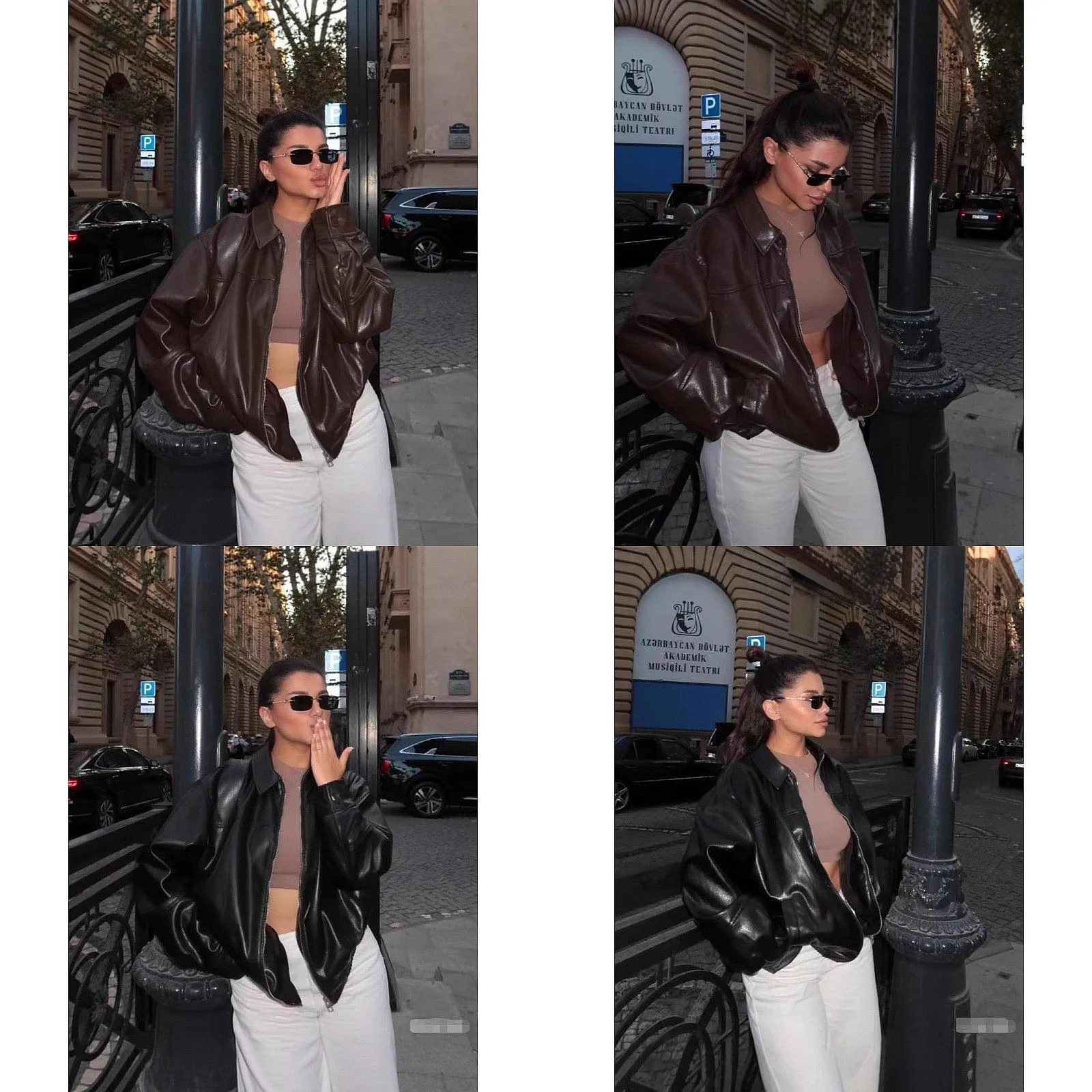 

Women's Leather Motorcycle Jacket Oversized Casual Bomber Jackets Spring Summer Loose Fit Coat Tops
