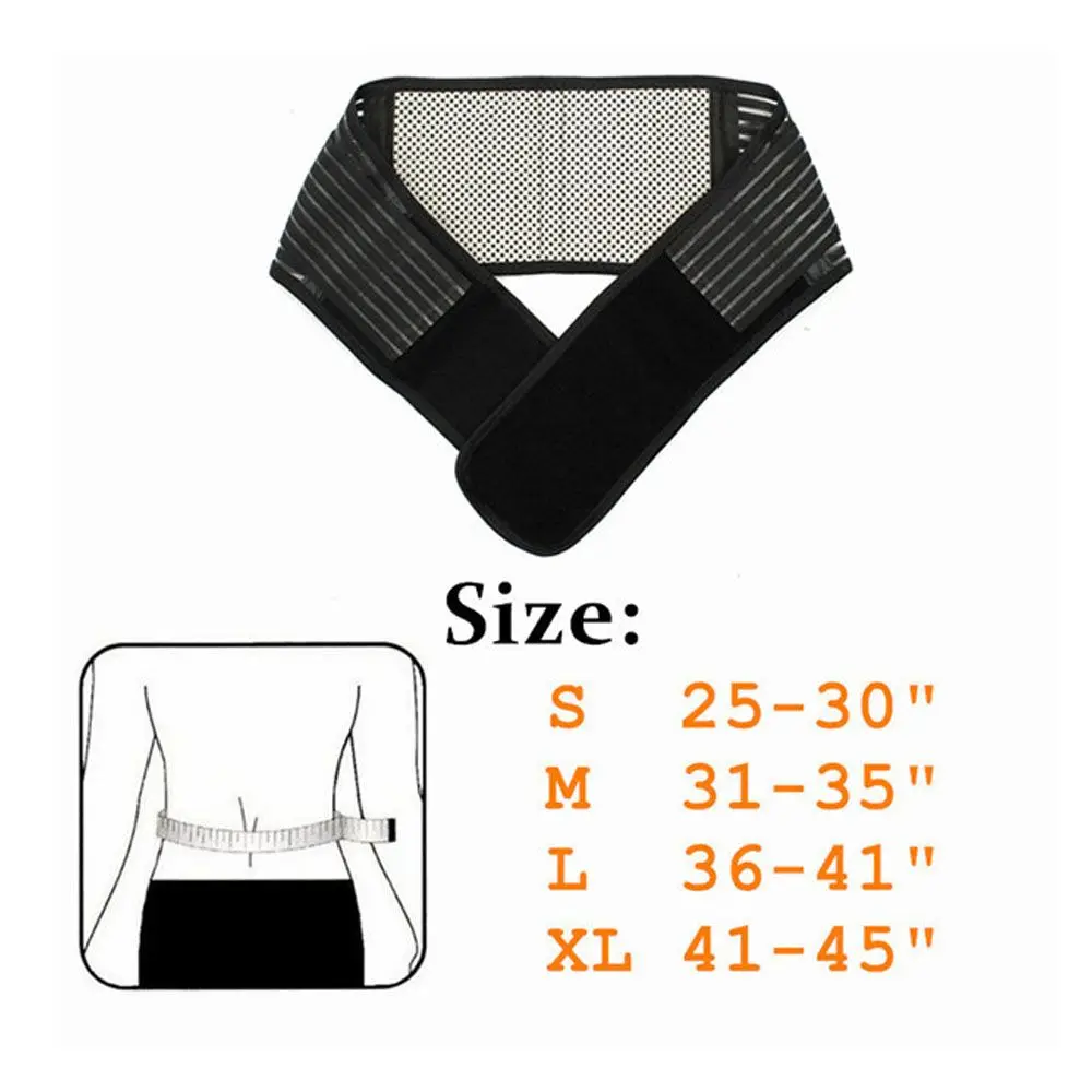 Magnetic Back Support Brace Belt Lumbar Lower Waist Double Adjust Pain Relief