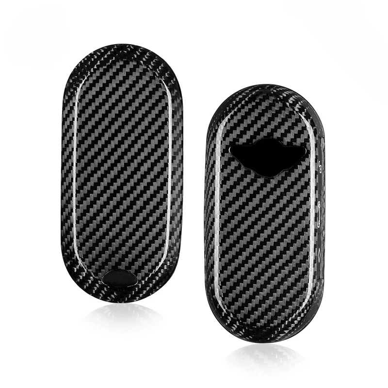 

Car Key Case Cover Shell Red Black Real Carbon Fiber For BMW MINI Cooper Protective Case With Remote Control