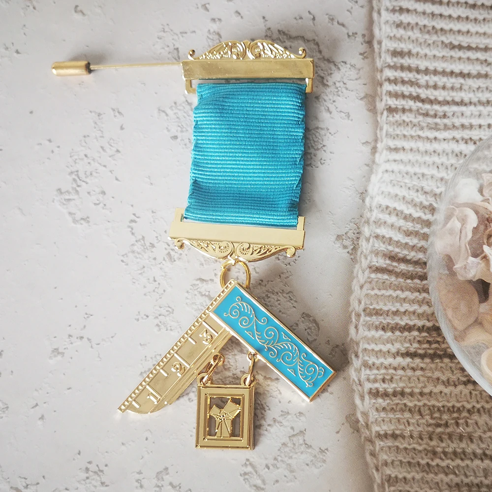 Masonic Ribbon Medal Lapel Pins Badge Mason Freemason  Badge Size 5.5and 4.3cm Anniversary Present Brooch Accessories Souvenier