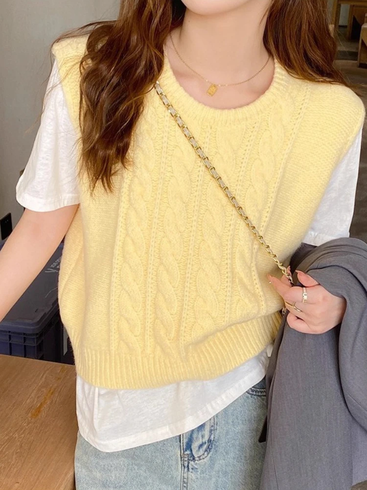 Y2k sem mangas com decote em v suéteres coletes feminino 2025 moda coreana malhas primavera outono cor sólida pullovers coletes de malha topos