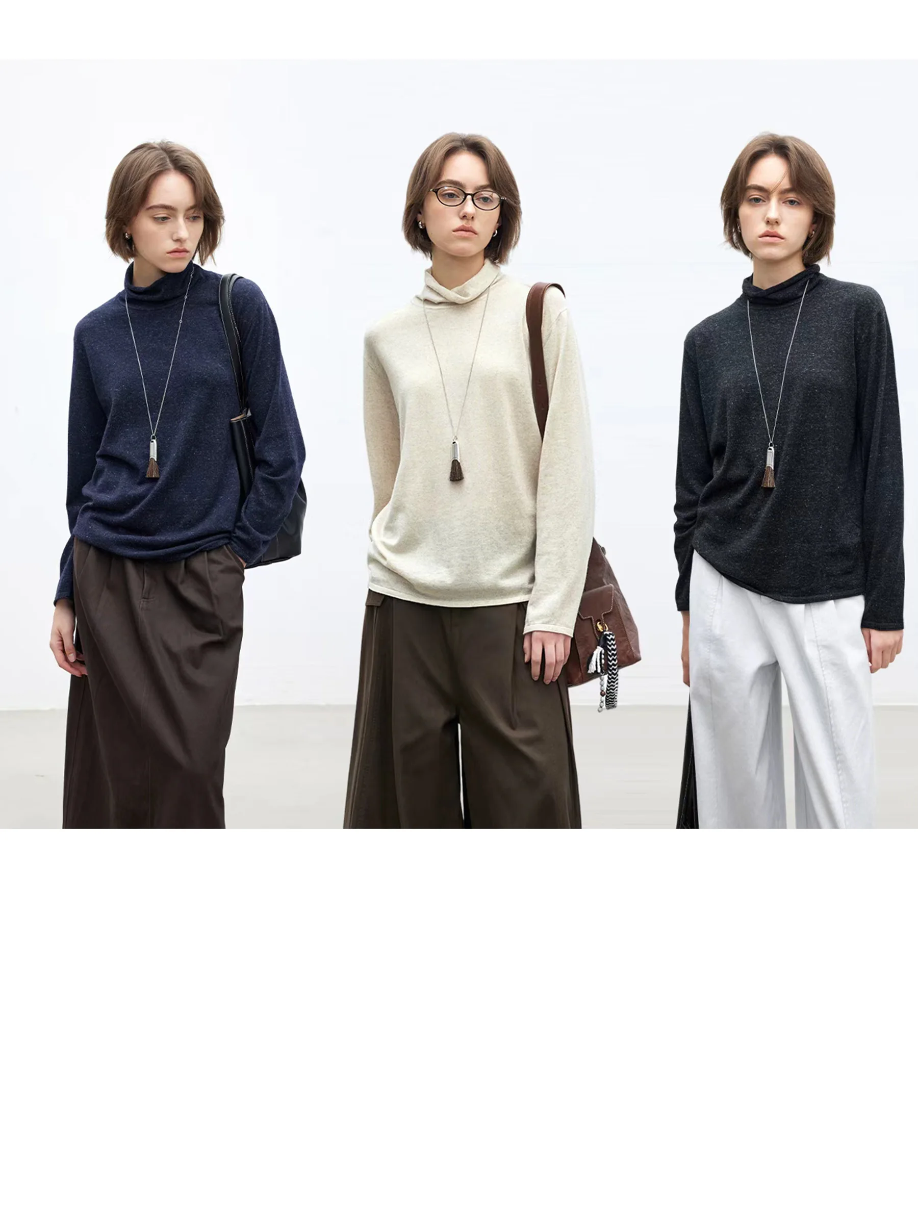 

DotDrobe Women's Knitted Wool Blend Long Sve Crew Ne Pullover Sweater Autumn Collection Soft Casual Loose Fit Knitwear