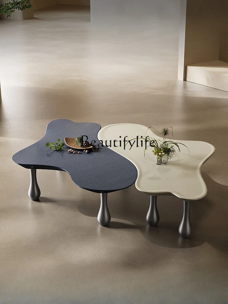 

S Simple and Light Luxury Cloud Tea Table Italian Minimalist Creative Designer Cream Style Shaped Tea Table