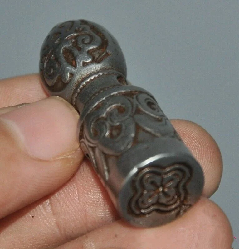 Tibet Buddhism temple Meteorite iron Tiantie fushou line seal Stamp signet