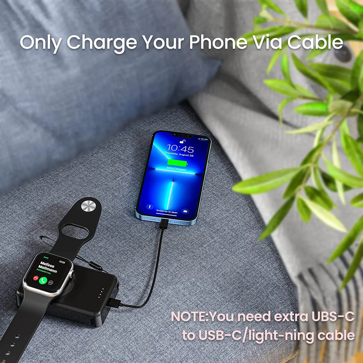 4000mAh Portable Power Bank Wireless Battery Pack Magnetic Charger for Apple Watch Series 10 9 8 7 6 5 4 3 2 1 SE Ultra 2 Ultra