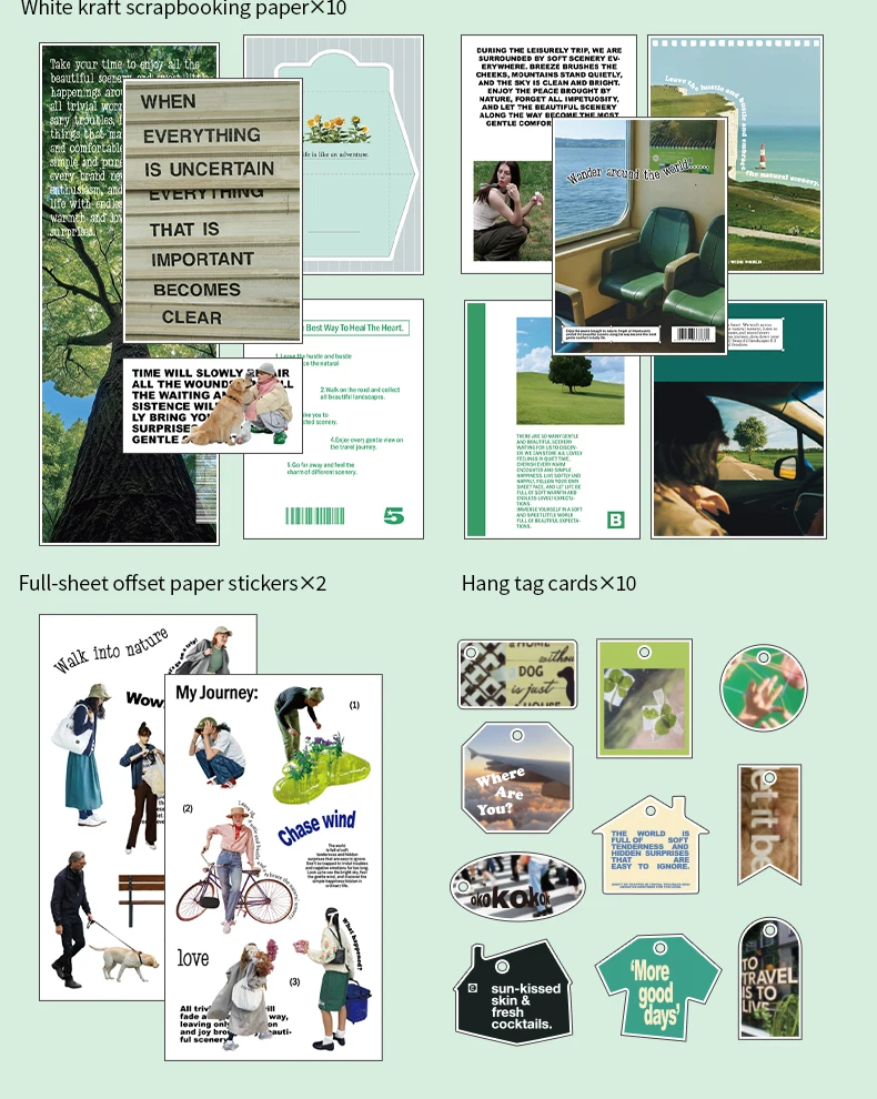 TIANZI 70 pcs Garden Post Office Collection Light Paper Material Pack DIY Handbook Collage Journal Notebook Scrapbook Envelope