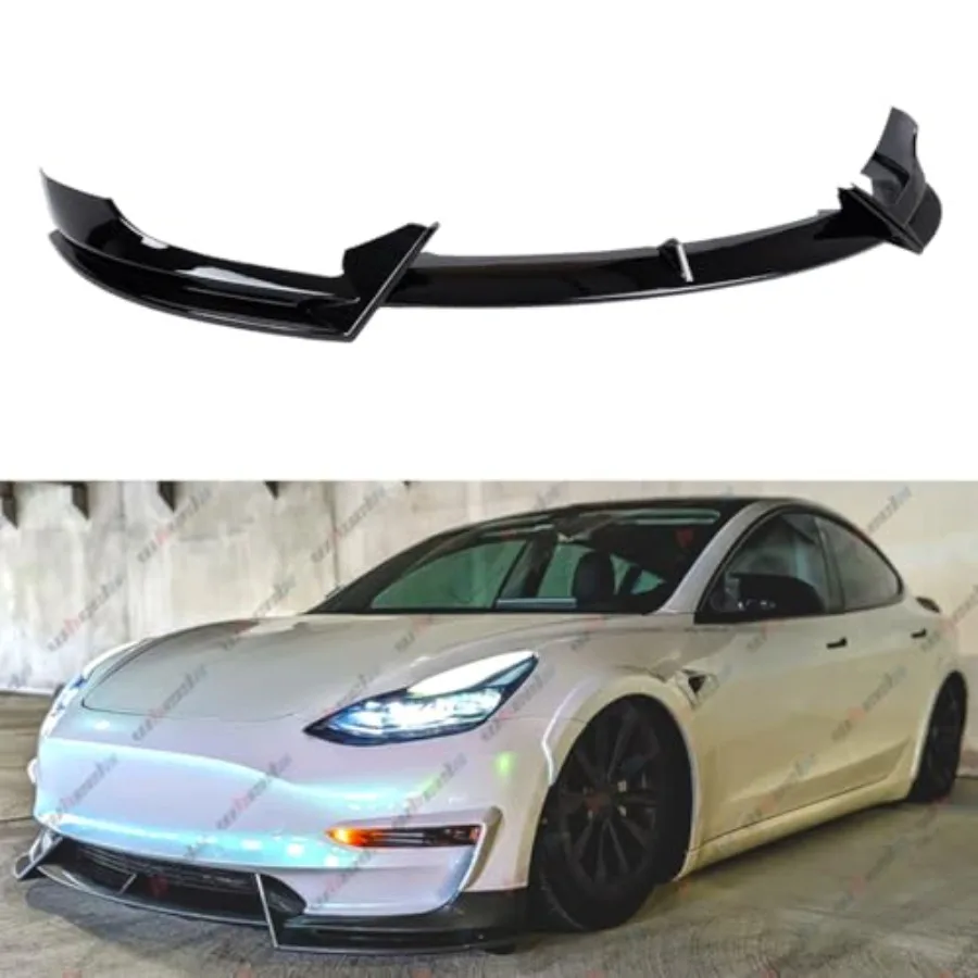 

Комплект из 3 глянцевых черных накладок на передний бампер (сплиттеров) для Tesla Model 3 2017-2023 гг.