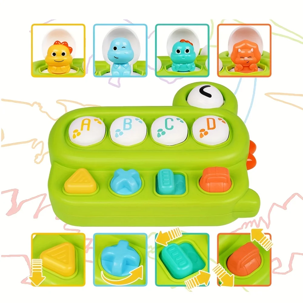 Green Dinosaur Peekaboo Puzzle Box - Interactive Educational Toy , for Toddlers & Youngsters - Halloween & Christmas Gift