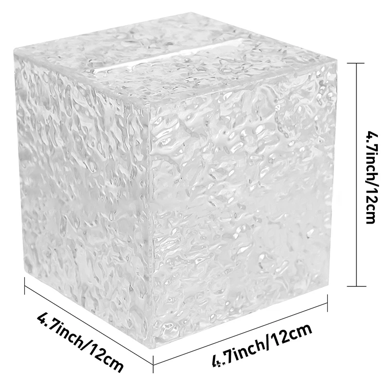 Tirelire carrée en acrylique transparent, boîte d'économie d'argent de grande capacité, pièce de monnaie non amovible, boîte à billets de banque