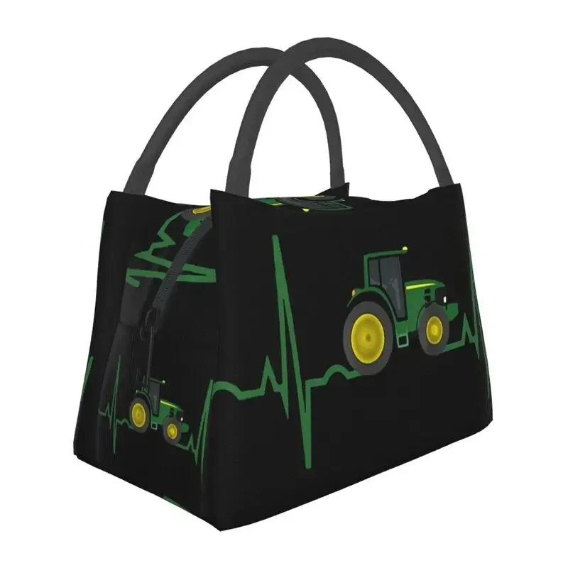 Tractor Heartbeat Insulated Lunch Bags for Outdoor Picnic Waterproof Thermal Cooler Lunch Box Women