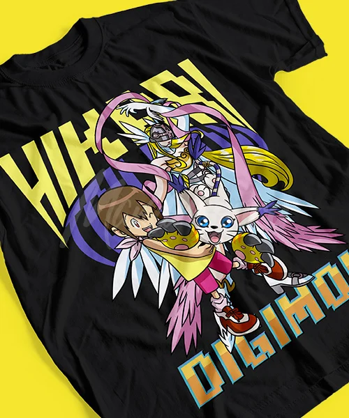 T-shirt For Anime Digimon Hikari y Gatomon Transformación Tailmon