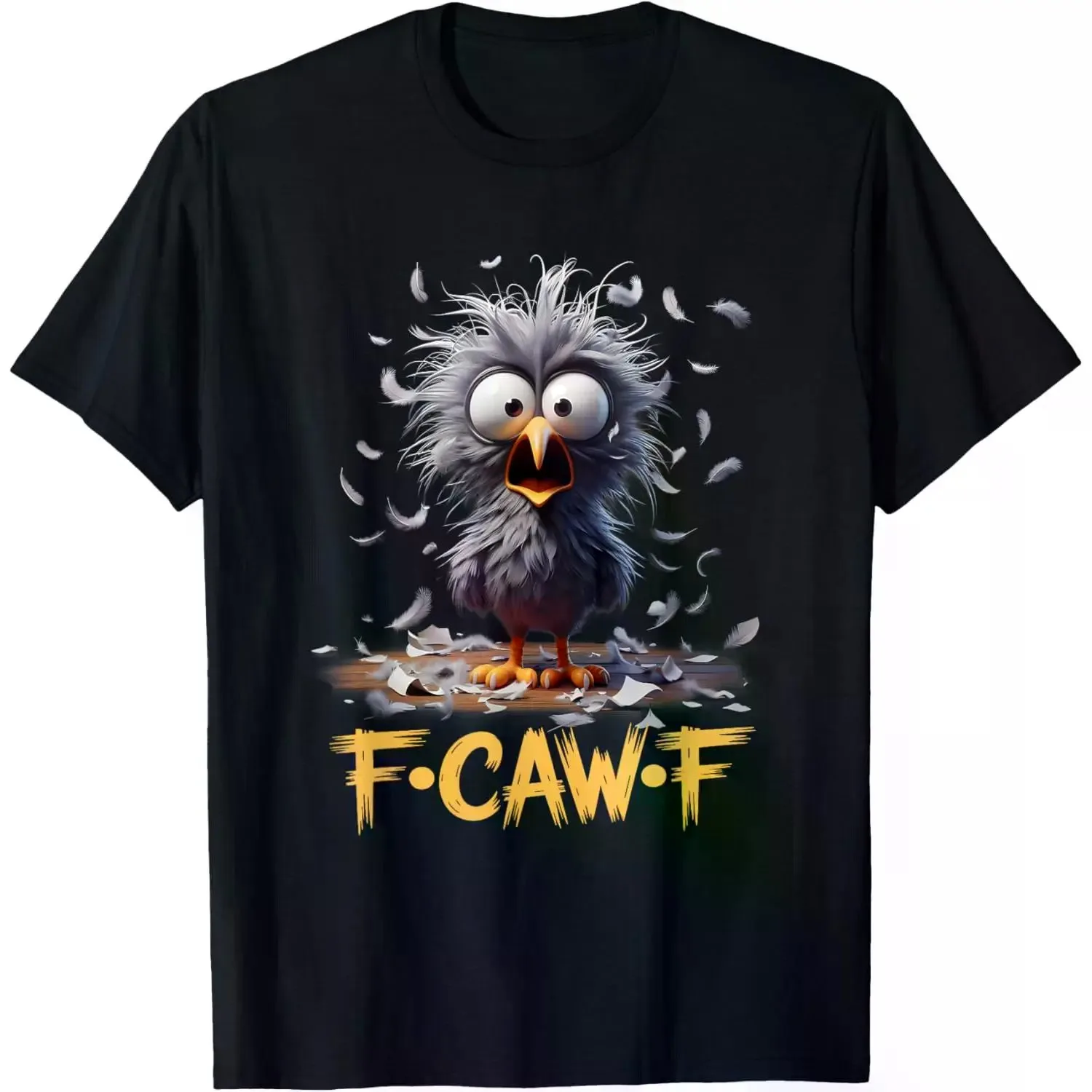 100% 'S Cotton Short-Sleeve 'F Caw F' Funny Graphic T- Top, Round Neck Relaxed-Fit Basics, Regular Sleeves, Soft Breathable Lightweight Blend Fabric, All Seasons Casual 1-Piece, Standard Size Golf Gift T-Shirt For Men And Women