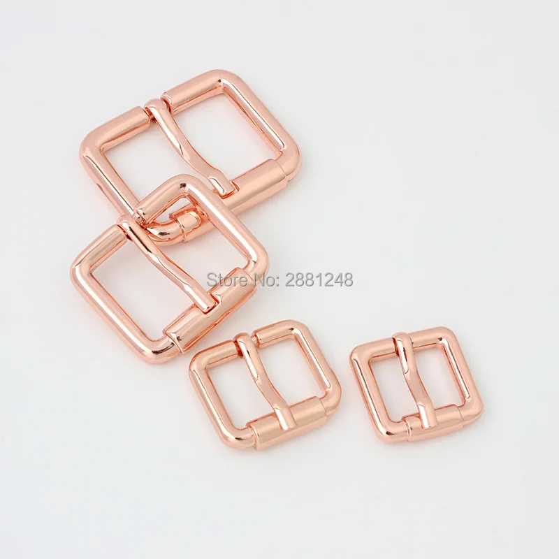 10-100pcs 16mm 20mm 26mm 32mm Rose gold metal leather bag strap silder pin buckle bags no turn buckle  Supplies Leather Hardware