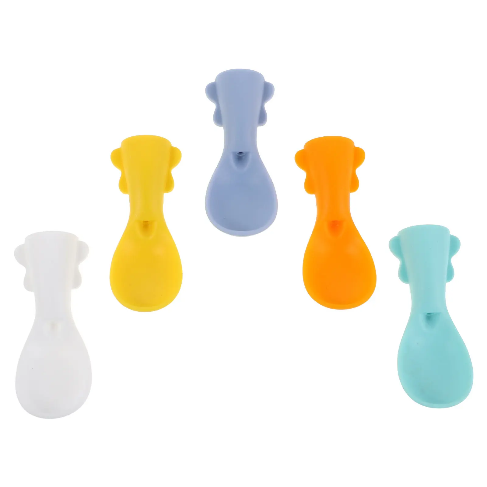 

Набор из 5 многоразовых силиконовых ложек для кормления младенцев, насадки для пакетов с пюре, ложки для дозирования пюре, использование одной рукой, без беспорядка, легко