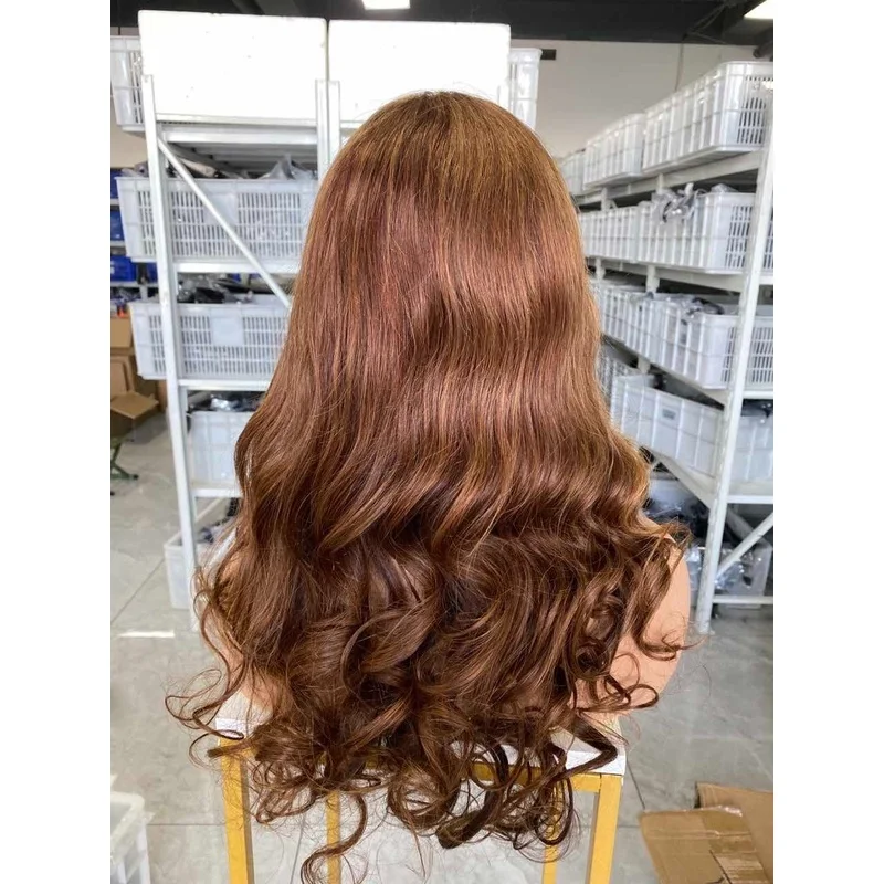 Highlight Hazelnut Brown 20inch 13x4 Transparent Lace Front Salon Wig Hair
