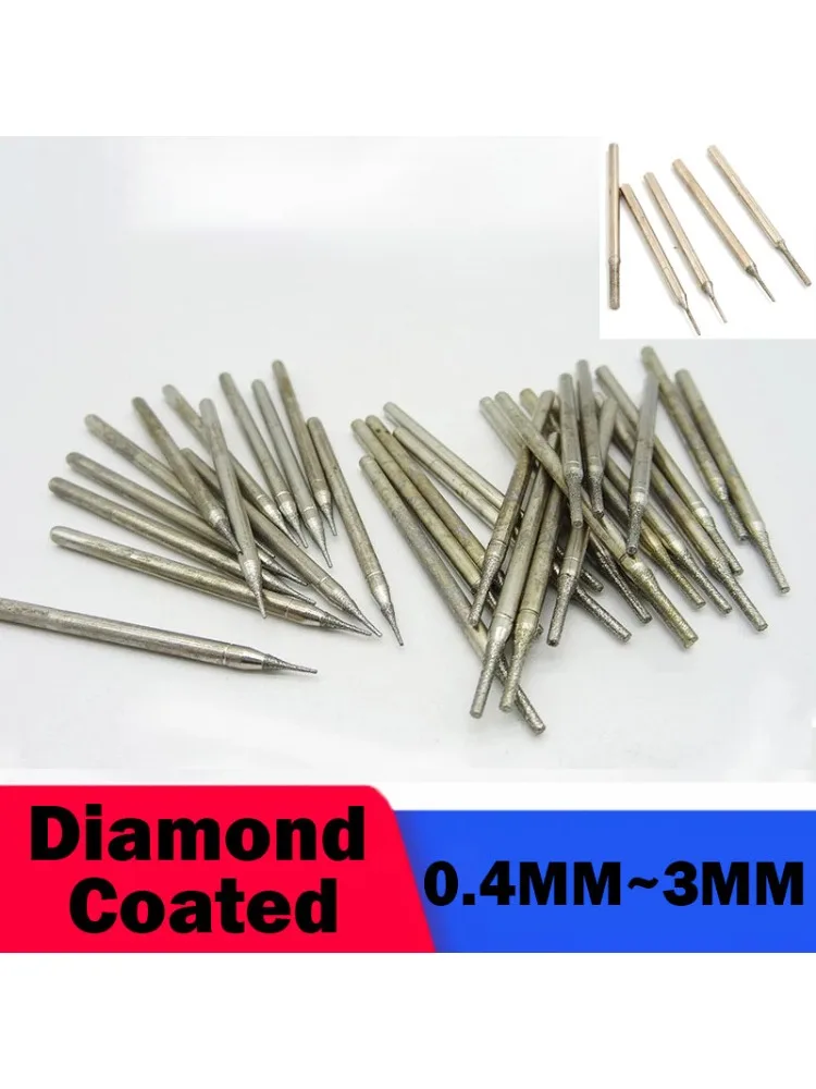 5 ~ 100 pièces 0.4mm 0.5mm 0.6mm 0.7mm ~ 3mm diamant enduit 2.35mm foret à pointe pour carrelage bijoux verre tige diamètre étendre les pierres précieuses