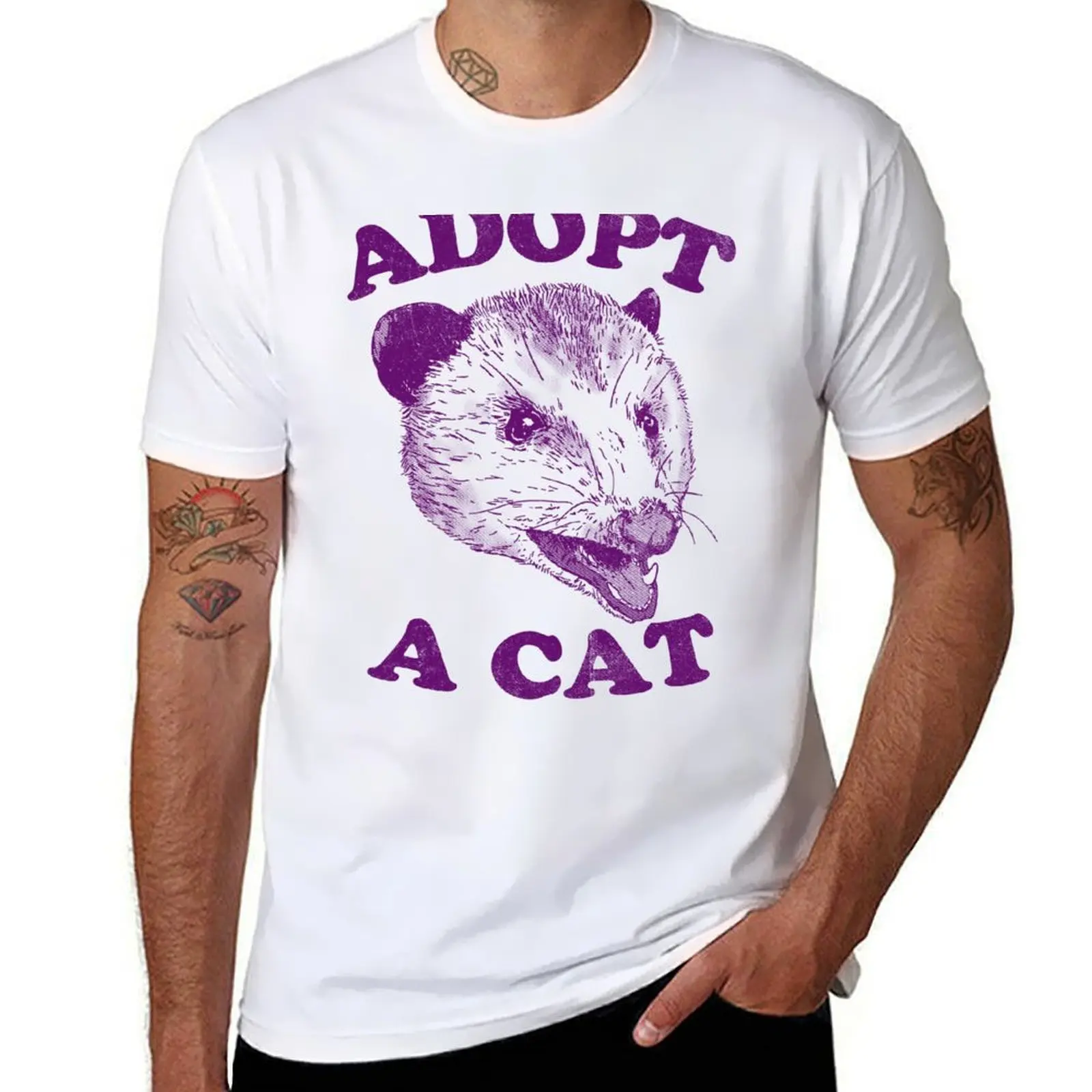 

Adopt A Cat T-Shirt Stylish Print Short Sleeve Tee