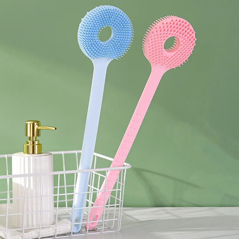 

Double Sided Silicone Rubbing Massage Bath Brush Back Scrubber Long Handle Body Shower Exfoliation Deep Cleaning Bathing Tools