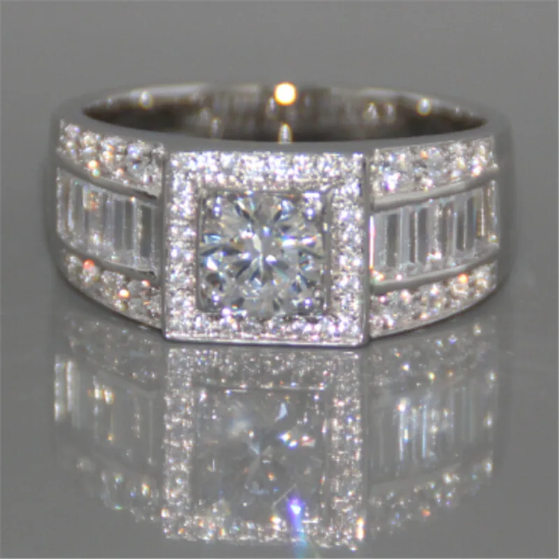 

2022 Solitaire Male 6mm Diamond Ring 100% Real 925 sterling silver Jewelry Engagement Wedding band Rings For Men Party Bijou