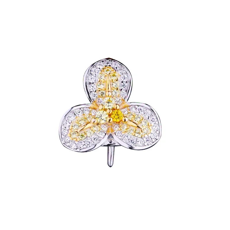 

925 Sterling Silver CZ Cubic Zirconia 10-12mm Pearl or Round Bead Semi Mount Pendant Women Engagement Wedding Pendant Setting