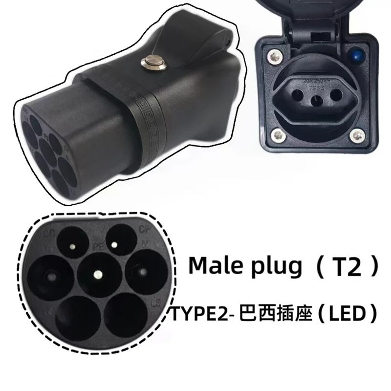 Super Sale Type2 V2L Portable Discharger EV Conversion Type N Socket Electric Vehicle Discharge with Switch LED BR Plug