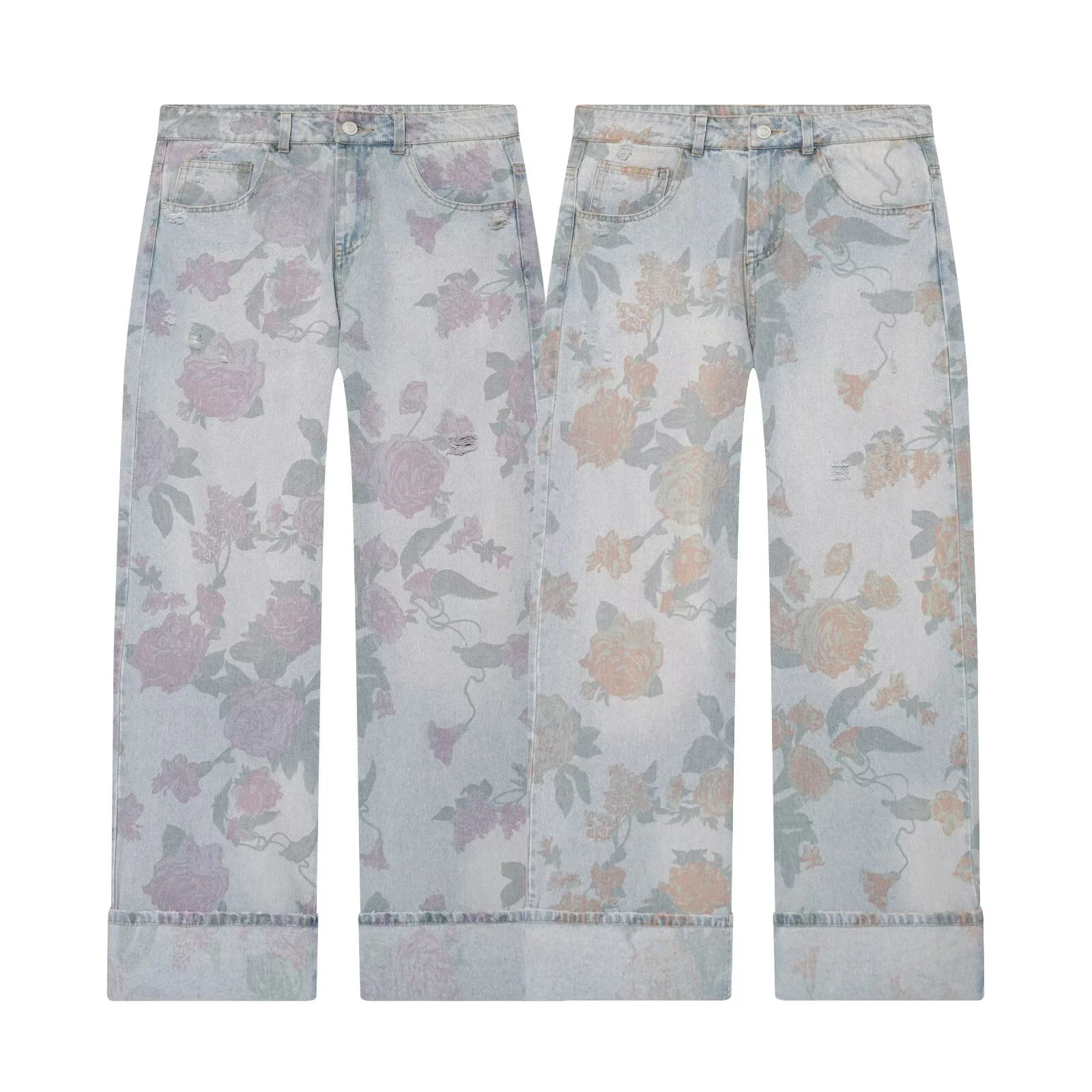 European and American style 2026 summer new women's style simple printing hem low waist loose jeans